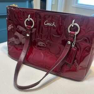 Coach Patent Leather Burgundy Shoulder Bag